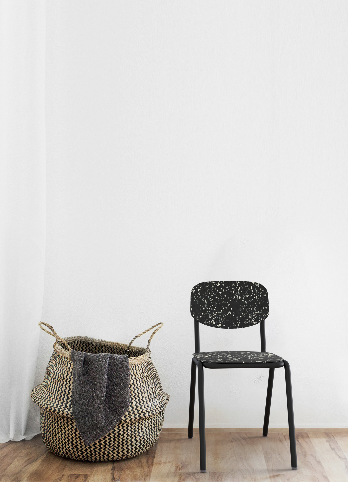 ADAGIO- LA CHAISE UPCYCLEE NOIRE - Assise et dossier NOIR