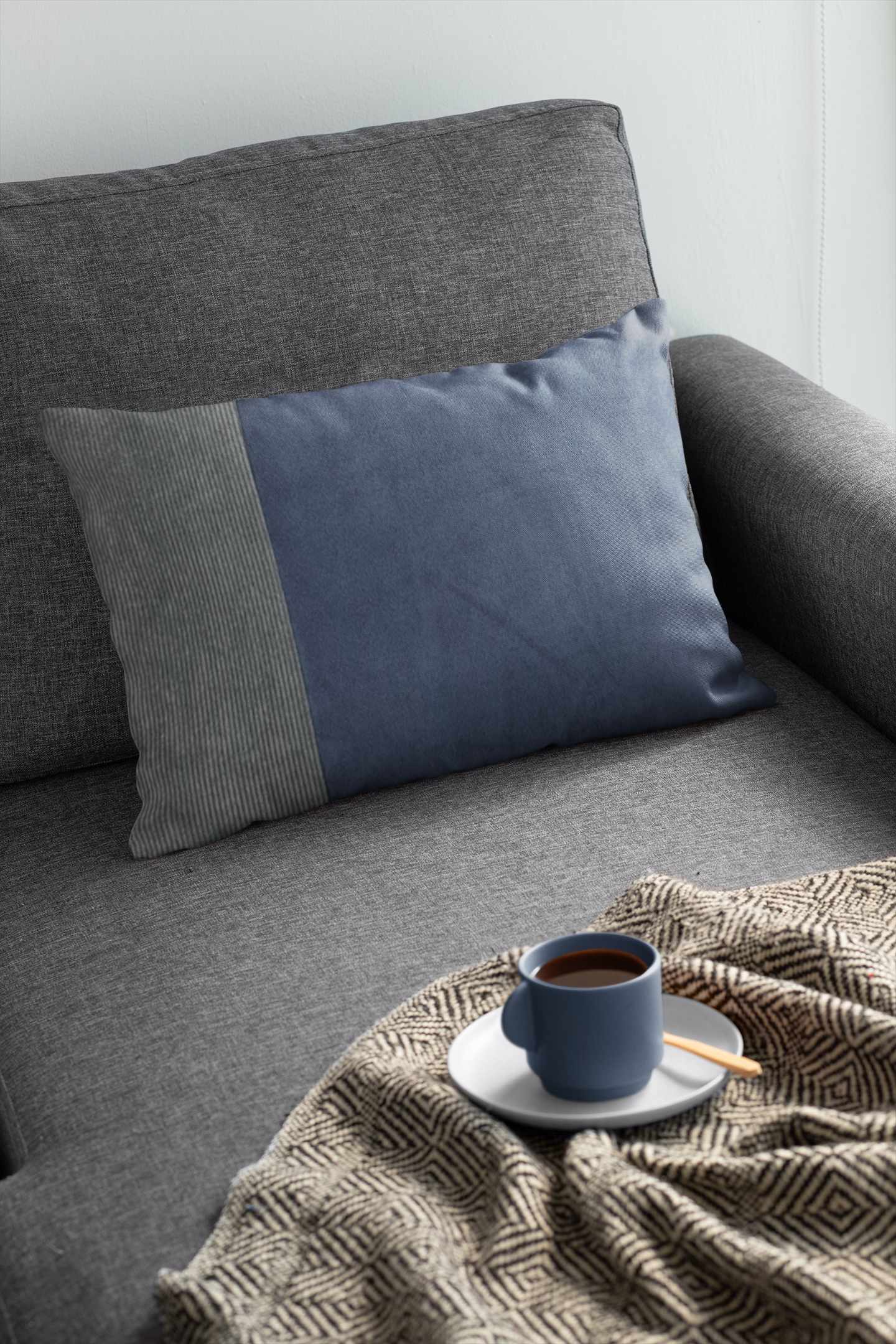 Dualita velour cotelé gris et velour bleu